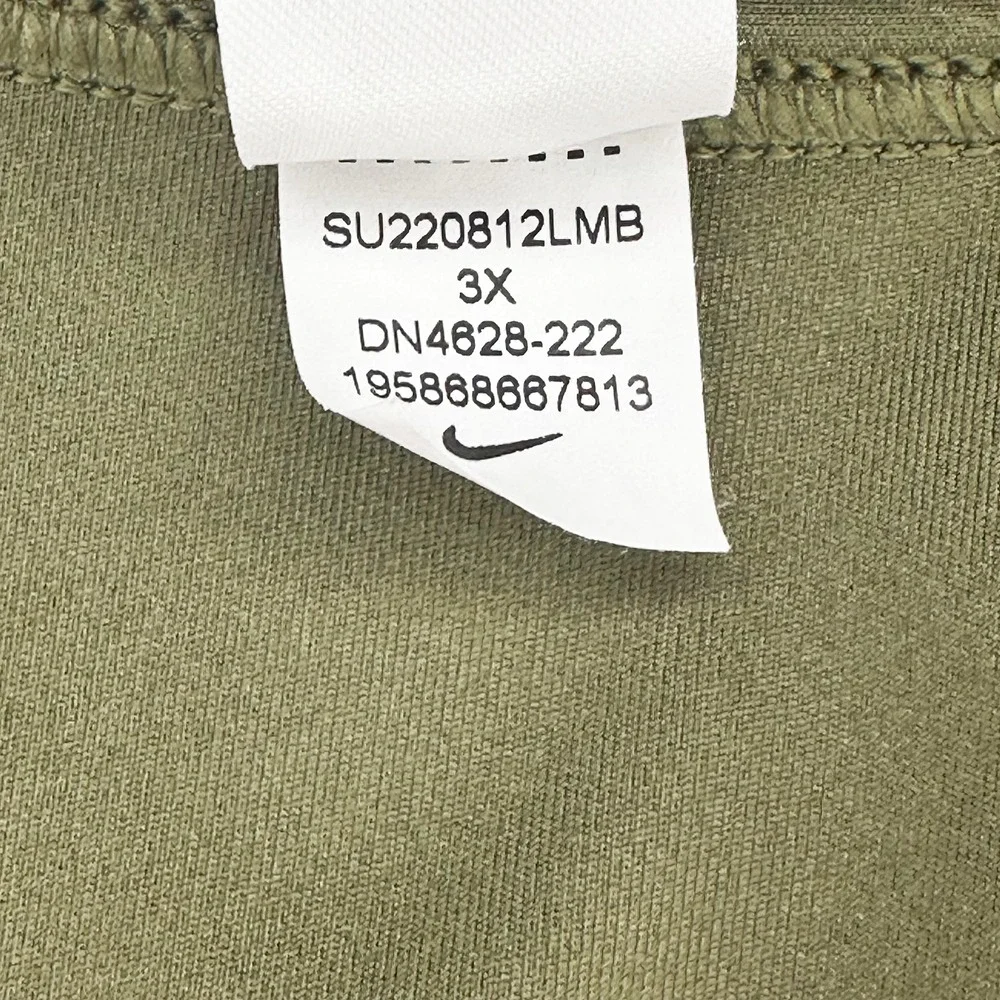 NIKE Swoosh Print Racerback Sports Bra • 3X • olive green • workout athletic